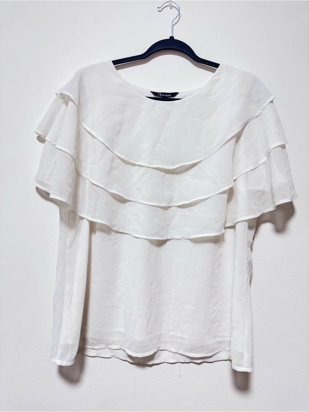 Annabelle White Tiered Ruffle Sheer Blouse | Elegant Luxe Statement Top | XXL